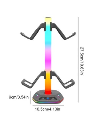 حامل تخزين متعدد الوظائف مع إضاءة RGB لوحدات التحكم والسماعات، منظم مكتبي للألعاب مع منافذ USB وType-C و10 أوضاع إضاءة RGB - view 2